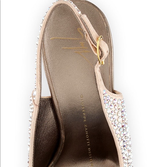 Giuseppe Zanotti Suede Crystal Peep Toe Platform - Picture 11 of 12